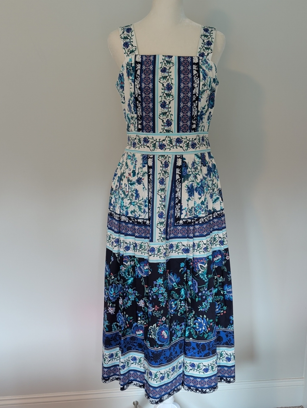Shoshanna Blue and White French Countryaide Midi Dress